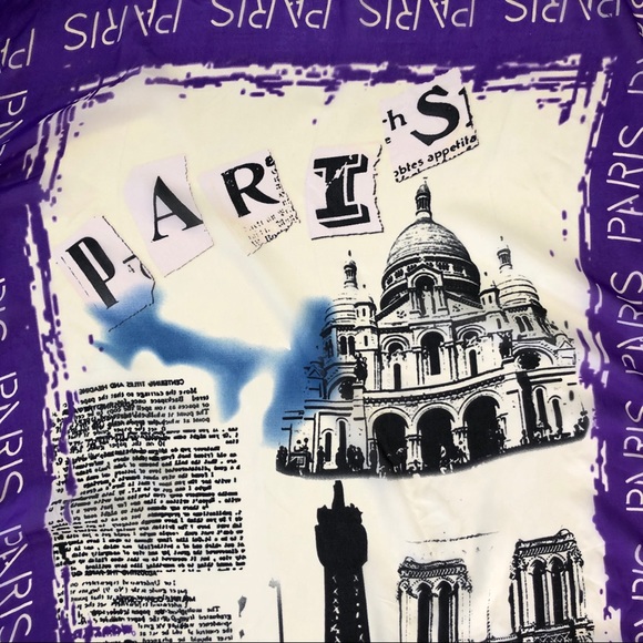 Paris Eiffel Tower Graffiti Print Sheer Scarf - Picture 2 of 4
